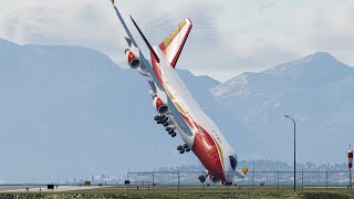 Huge Airplane Nose Down Collision Terrible Landing | X-Plane 11