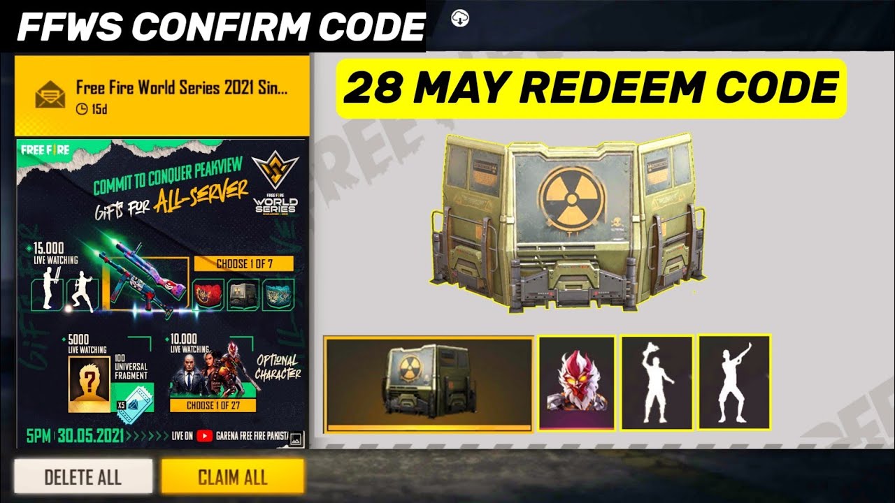 FFWS Confirm Redeem Code Free Fire | 28 May Redeem Code Free Fire | Free Fire New Event | RajGaming