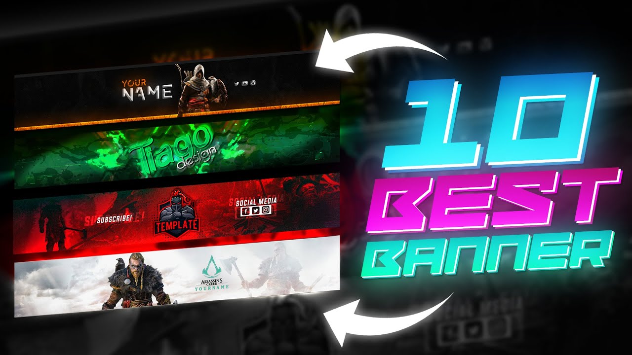 Top 10 Best Gaming Banner Template Fully Editable PSD | Photoshop Youtube Banner Template