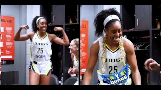 Monique Billings receives Drip Chain after the Dallas Wings win over The LA Sparks!!