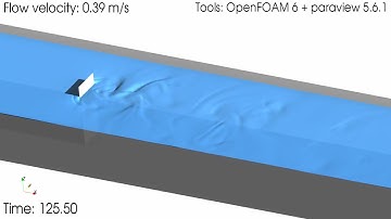 CFD Simulation of  Flow over a Normal Flat Plate - Detached Eddy Simulation - Free Surface (VOF)