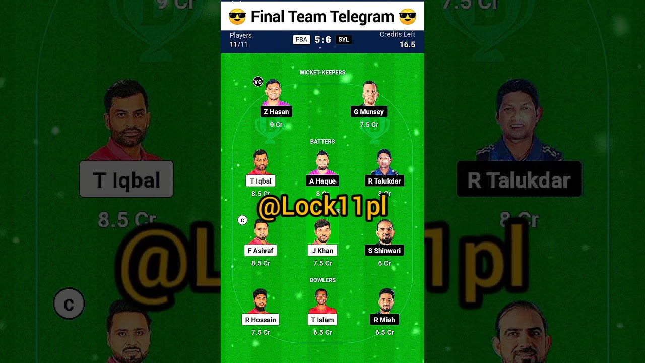 FBA vs SYL Dream11 Bangladesh T20 Dream Team  