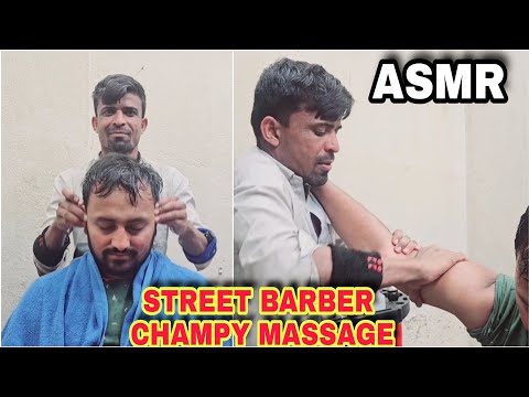 Indian Barber,Good Massage By StreetBarber Head,Neck,Body Ear,HeadMassage Very Satisfing Asmr