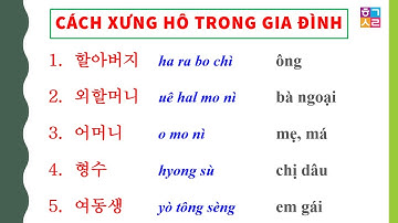 Hướng dẫn chi tiết cách gọi tên trong gia đình một người Hàn Quốc.