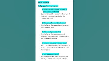 class-12 English Indigo question and answer #english #answers