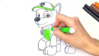 Щенячий Патруль  Раскраска мультик   Рисуем Рокки  Paw Patrol  Coloring cartoon   Drawing rocky