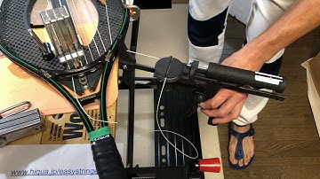 BillingualイージーストリンガーEasyStringerピストルのテンションヘッドで他社のサポートのラケット変形問題を解決になりました！ビデオあり！