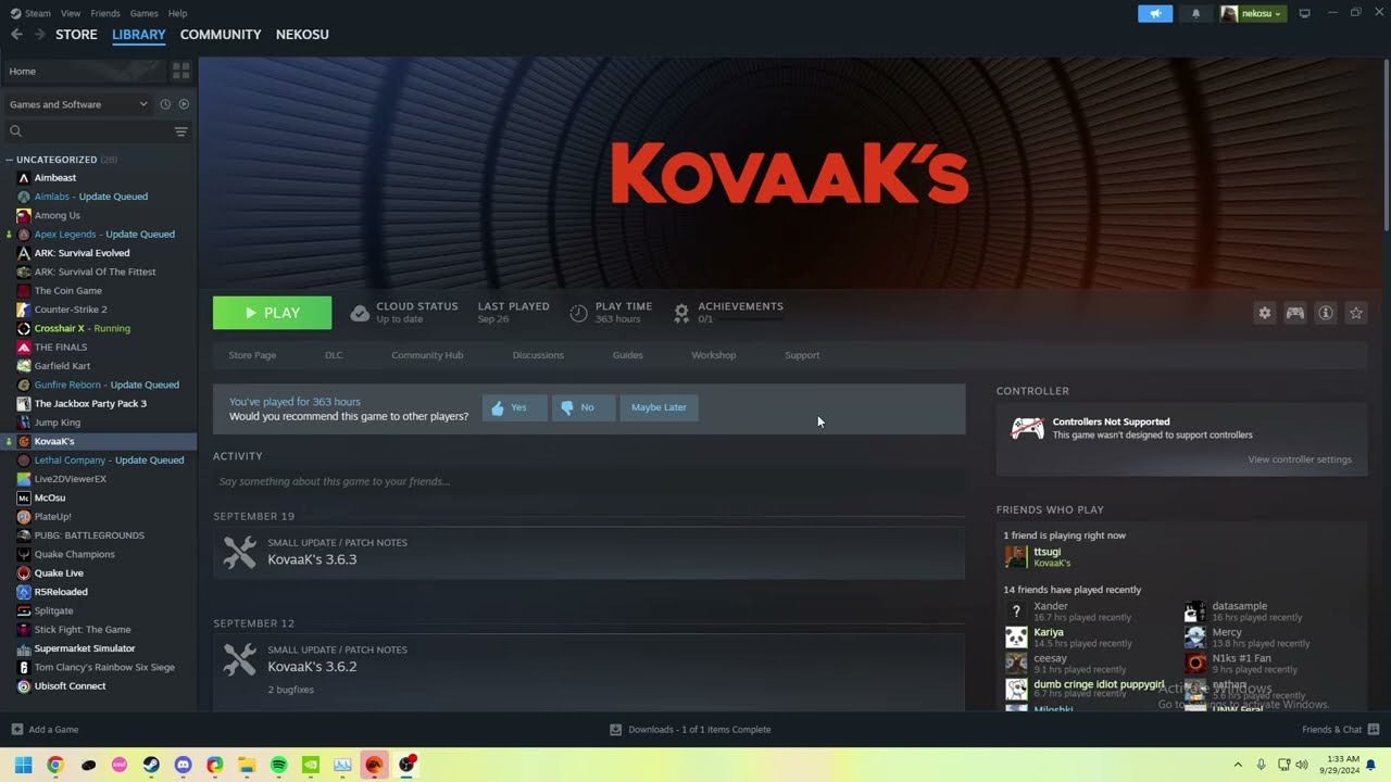 How to set up controller on KovaaKs