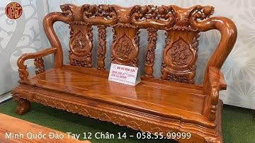 Bộ Minh Quốc đào Vân Víp cột 12 Gỗ Hương | Đồ Gỗ Bảo Lộc