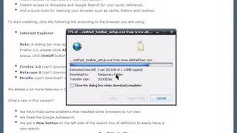 Installing DefineItFast Toolbar for IE