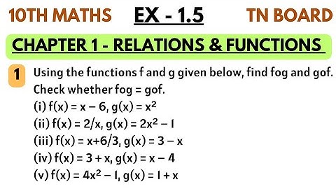 10th Maths | Exercise 1.5 1st sum | Chapter 1 Relations and Functions | fog and gof Problems | By SK