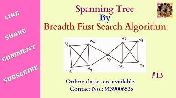 13. Question on Breadth First Search Algorithm #spanningtree   #discretemathematics #graphtheory