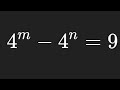 "Can You Crack This? 4m−4n=94^m - 4^n = 94m−4n=9 | Exponential Thinking Challenge!"