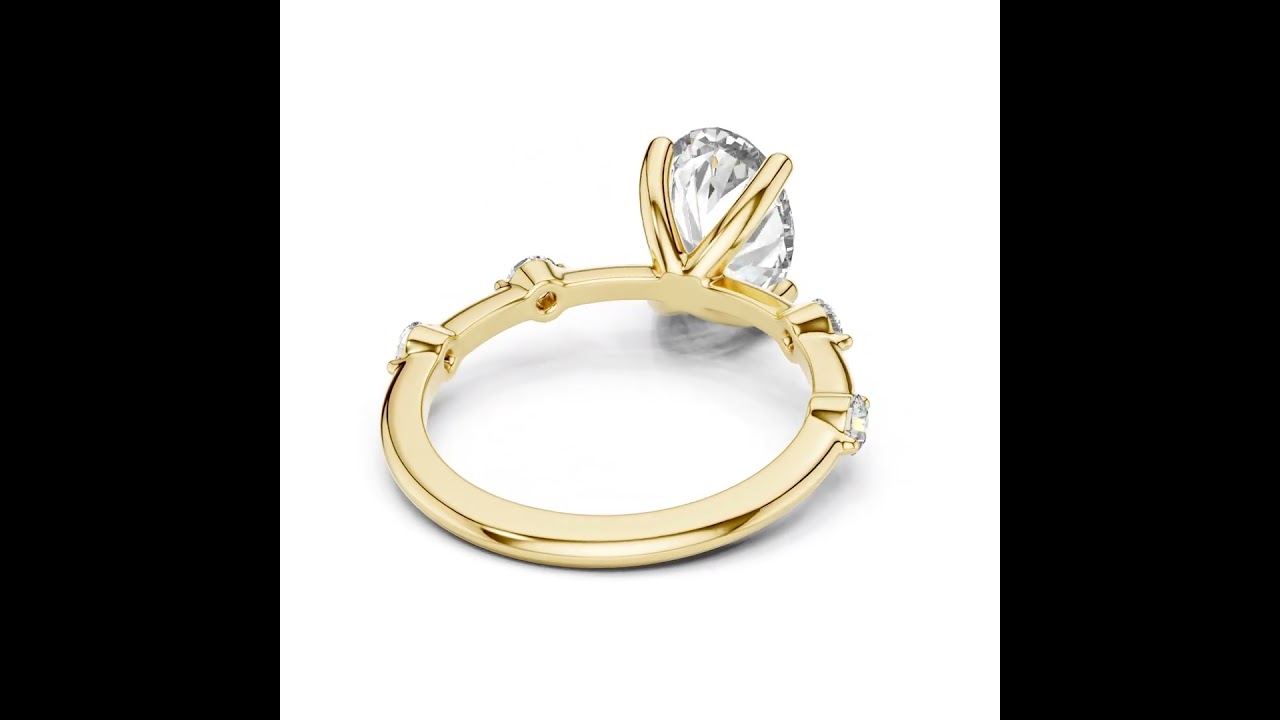 Oval Cut Diamond Station Bubble Shank Ring