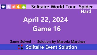 Solitaire World Tour Game #16 | April 22, 2024 Event | Spider Hard screenshot 4