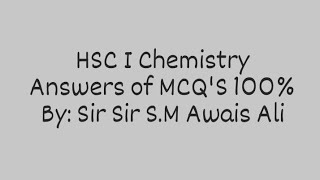 Class 11 Chemistry Today Paper MCQs Keys| Correct MCQs Key Chemistry Karachi Board