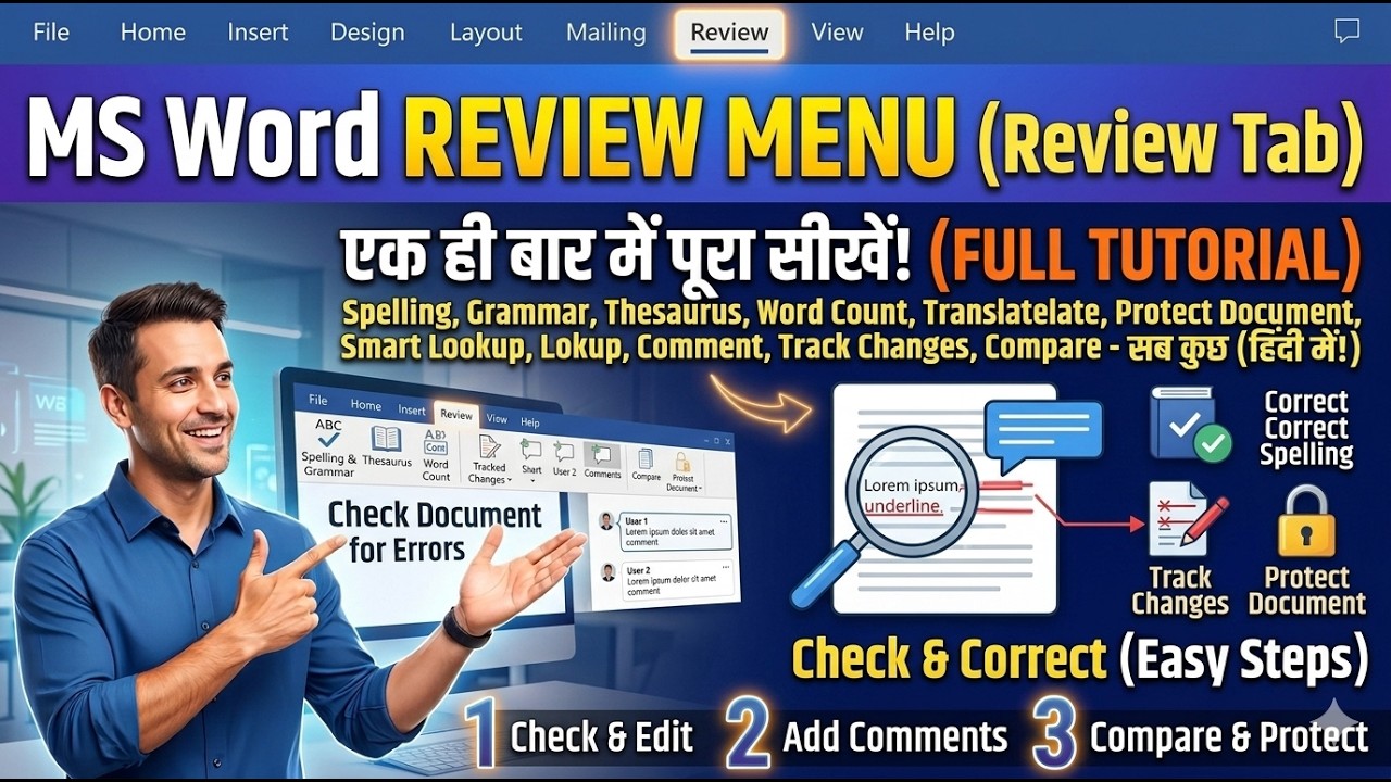 Microsoft Word Tutorial | MS Word Review Tab (Complete Tutorial) MS ...