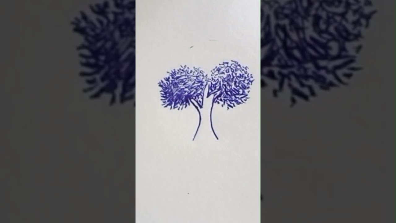 Tree Sketch | Blue Ball Pen 