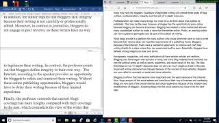 TOEFL Integrated Writing Feedback to Iris on May 19, 2019