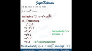 Interval in which x - e^x +tan(2pi/7) increases - Applications of Derivatives - Class12 Mathematics