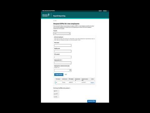 PAYE Modernisation - Request RPNs for new employees by online form