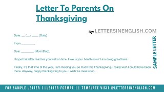 Letter To Parents On Thanksgiving