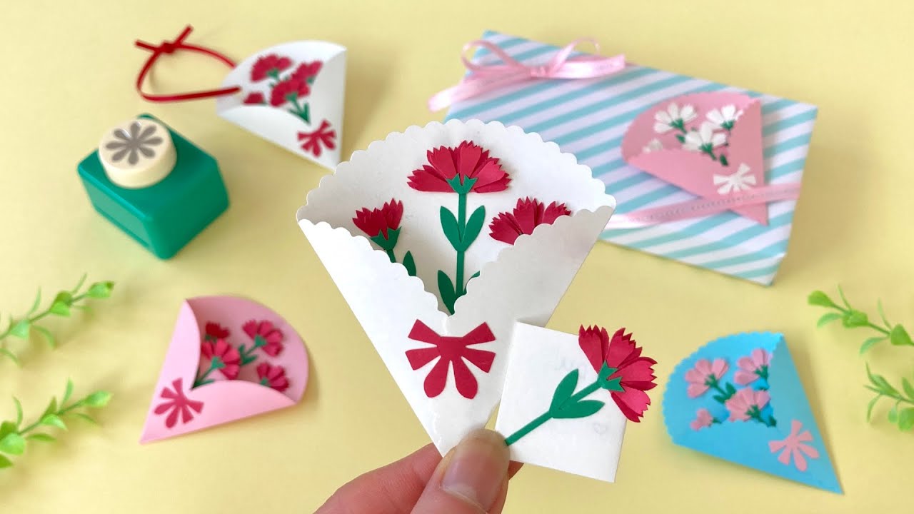 クラフトパンチで作るカーネーションの母の日カード/Carnation
