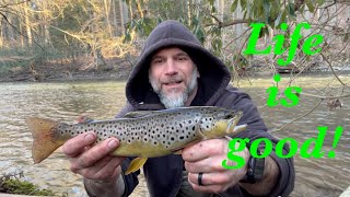 COLD winter trout fishing in the most BEAUTIFUL creek!