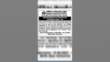 Job Vacancy 2025 | Indian Overseas Bank Hiring | #jobs #job #motivation #latestjobs #exam