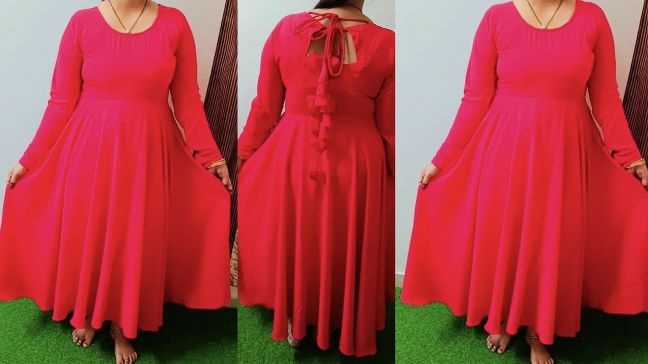 कम कपड़े में बनाये घेरदार गाउन Designer Anarkali Long Gown Cutting in Hindi  👗👌 Designer Long Gown - YouTube