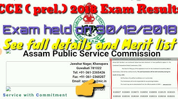 APSC CCE(PREL.) 2018 EXAM RESULTS DECLARED || Merit list of Apsc cce (prel) exam 2018