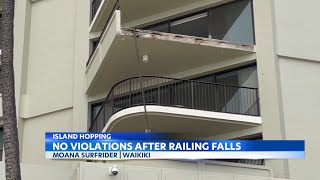Honolulu regulators decide not to issue any violations for railing collapse at Moana Surfrider