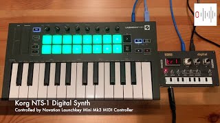 Korg NTS-1 Digital Synth Controlled by Novation Launchkey Mini Mk3 MIDI Controller