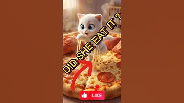 She Trying to eat big pizza  #funnycats #aicats