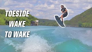 HOW TO  TOE SIDE WAKE TO WAKE JUMP  WAKEBOARDING  TOESIDE  BOAT