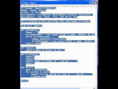 Python Songs and Rhymes: Happy Birthday - Part V