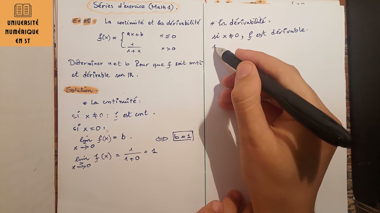 Exercice 5 : Trouver a et b pour que f soit continue et dérivable