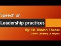 Speech on leardership ethics by dr  dinesh chahal at panjab university chandigarh