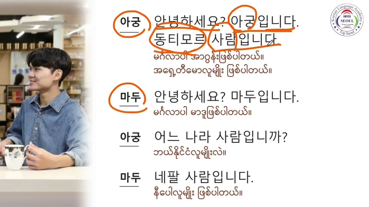 EPS သင်ရိုးသစ် 어휘,문법 ,대화 ( အခန်း-၁ )