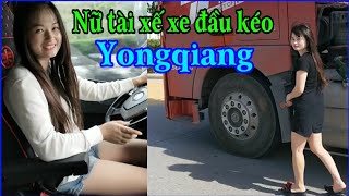 Long Distance Journey. Beautiful Female Truck Driver Yongqiang