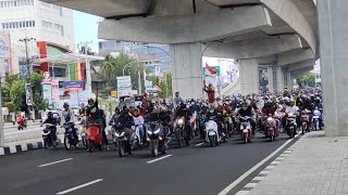 Konvoi Motor di jalan pettarani Makassar | aksi sebelum presiden Jokowi melewati tol layang