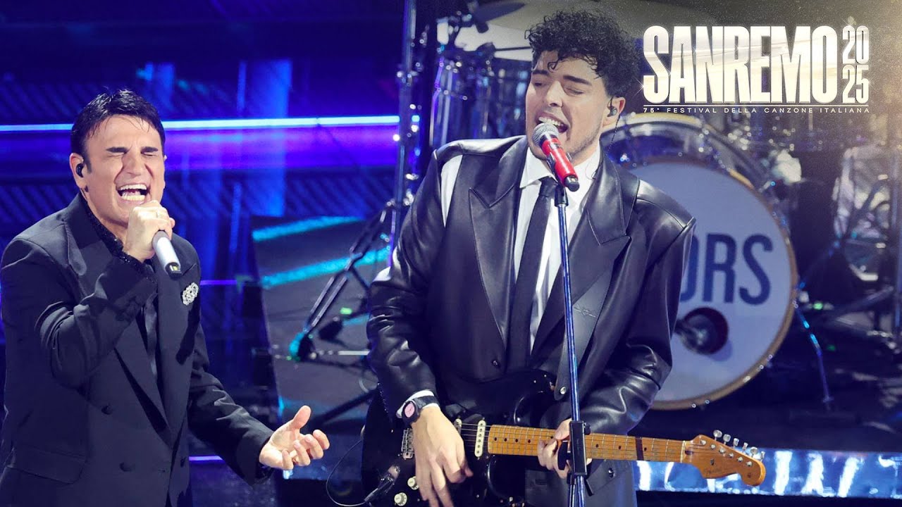 Sanremo 2025 - The Kolors con Sal Da Vinci cantano “Rossetto e caffè” Sanremo 2025 - The Kolors con Sal Da Vinci cantano “Rossetto e caffè”