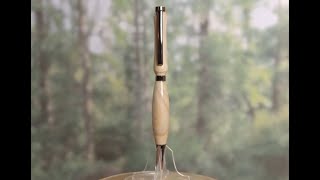 Dead Tulip Tree branch into a pen | rainy day woodturning | no talking