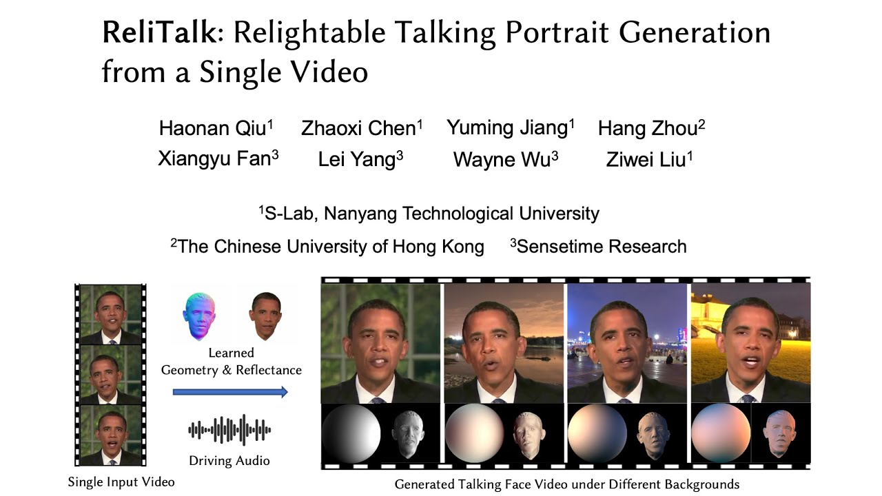 ReliTalk: Relightable Talking Portrait Generation from a Single Video ...