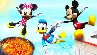 GTA 5 Mickey Mouse vs Minnie Mouse vs Donald Duck Water Ragdolls \& Fails (Funny Moments) #3