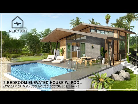 modern bahay kubo, modern native house design with pool, modern amakan hous...