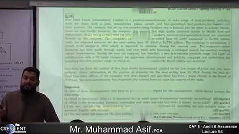 CAF 08 | AUDIT | LECTURE # 54 |BY SIR ASIF | SEPTEMBER 2024 ATTEMPT