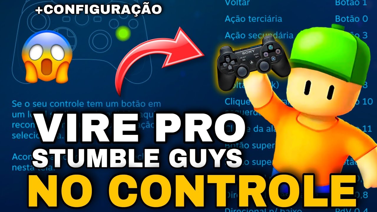 Como jogar STUMBLE GUYS com o CONTROLE (PC E CELULAR) Passo a