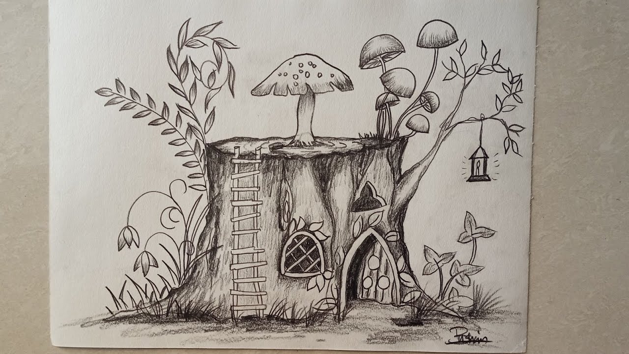 fairy drawing, fairy house drawing, fairy tail, how to draw a fairy...