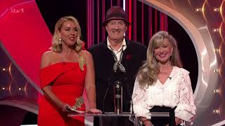 Dean Sullivan (Jimmy) Claire Sweeney and Sue Jenkins from Brookside at the British Soap Awards 2023